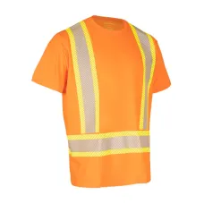 Crew Neck 100% Cotton Short Sleeve Safety T-Shirt with Segmented Reflective Tape RWWORSS