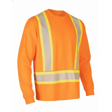 Crew Neck 100% Cotton Long Sleeve Safety T-Shirt with Segmented Reflective Tape RWWORLS