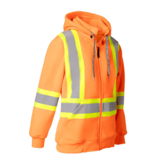 Forcefield Women's Hi Vis Safety Hoodie with Detachable Hood 024-WP844OR