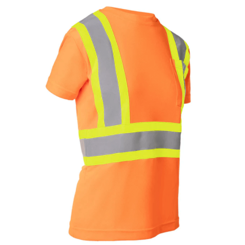 Forcefield Women's Hi Vis Crew Neck Short Sleeve Safety Tee Shirt with Chest Pocket 022-WCBECSA