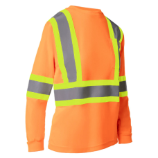 Forcefield Women's Hi Vis Crew Neck Long Sleeve Safety Tee Shirt with Chest Pocket 022-WCBECSALS Forcefield Women's Hi Vis Crew Neck Long Sleeve Safety Tee Shirt with Chest Pocket 022-WCBECSALS
