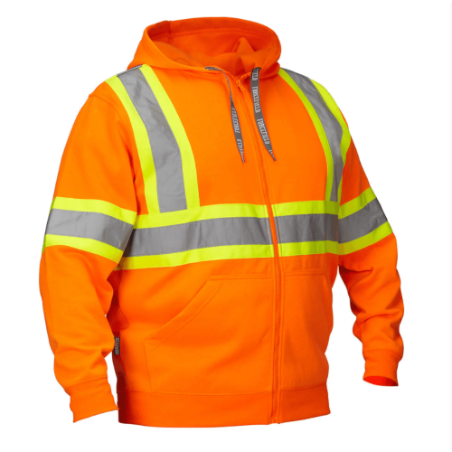 Forcefield Deluxe Hi Vis Safety Hoodie Attached Hood 024-P834JORDM Forcefield Deluxe Hi Vis Safety Hoodie Attached Hood 024-P834JORDM