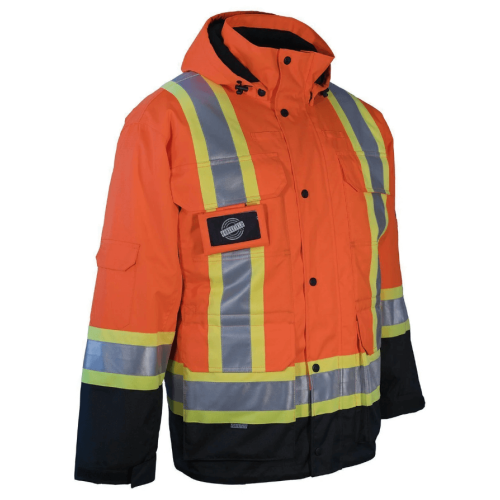 Forcefield 3-in-1 Hi Vis Winter Safety Parka with Removable Black Nylon Puff Jacket 024-EN788OR