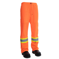 Forcefiled Hi Vis Orange Safety Tricot Traffic Pants with Vented Legs and Elastic Waist 024-HVTPMOR