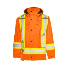 Wasip Men's Orange 6-In-1 Winter Traffic Parka with 4″ Reflective Tape TP6OBS