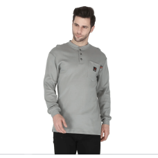 Forge Fr Men's Grey Henley Neck Long Sleeve T-shirt MFRHNLY-004 grey Forge Fr Men's Grey Henley Neck Long Sleeve T-shirt MFRHNLY-004 grey