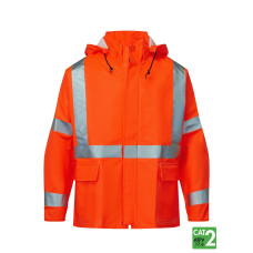 IFR FlexArc 10 oz Orange Polyurethane/FR Cotton Rain Jacket 7215SJ 