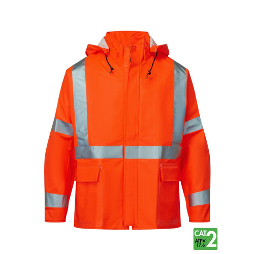 IFR FlexArc 10 oz Orange Polyurethane/FR Cotton Rain Jacket 7215SJ 